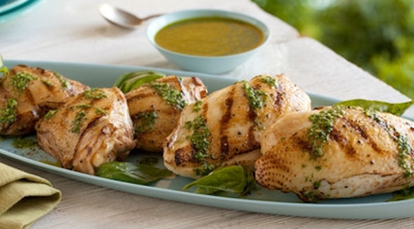 Grilled Chicken with Basil Dressing, Low Carb Keto Diet