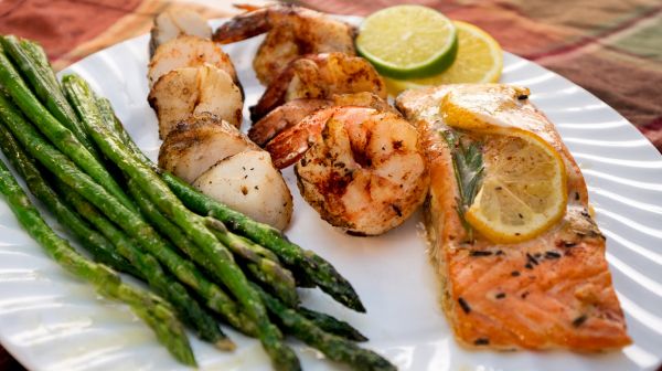 Grilled Salmon with Shrimp, A Mediterranean Diet Treat