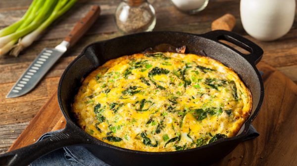 Spinach Frittata with Zucchini, Onion & Herbs