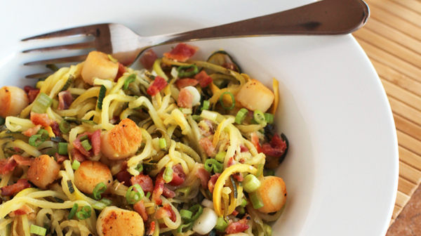 Scallop and Bacon Zoodles