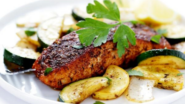 Blackened Salmon with Grilled Vegetables